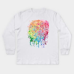 Rainbow Paint Splatter Drip Kids Long Sleeve T-Shirt